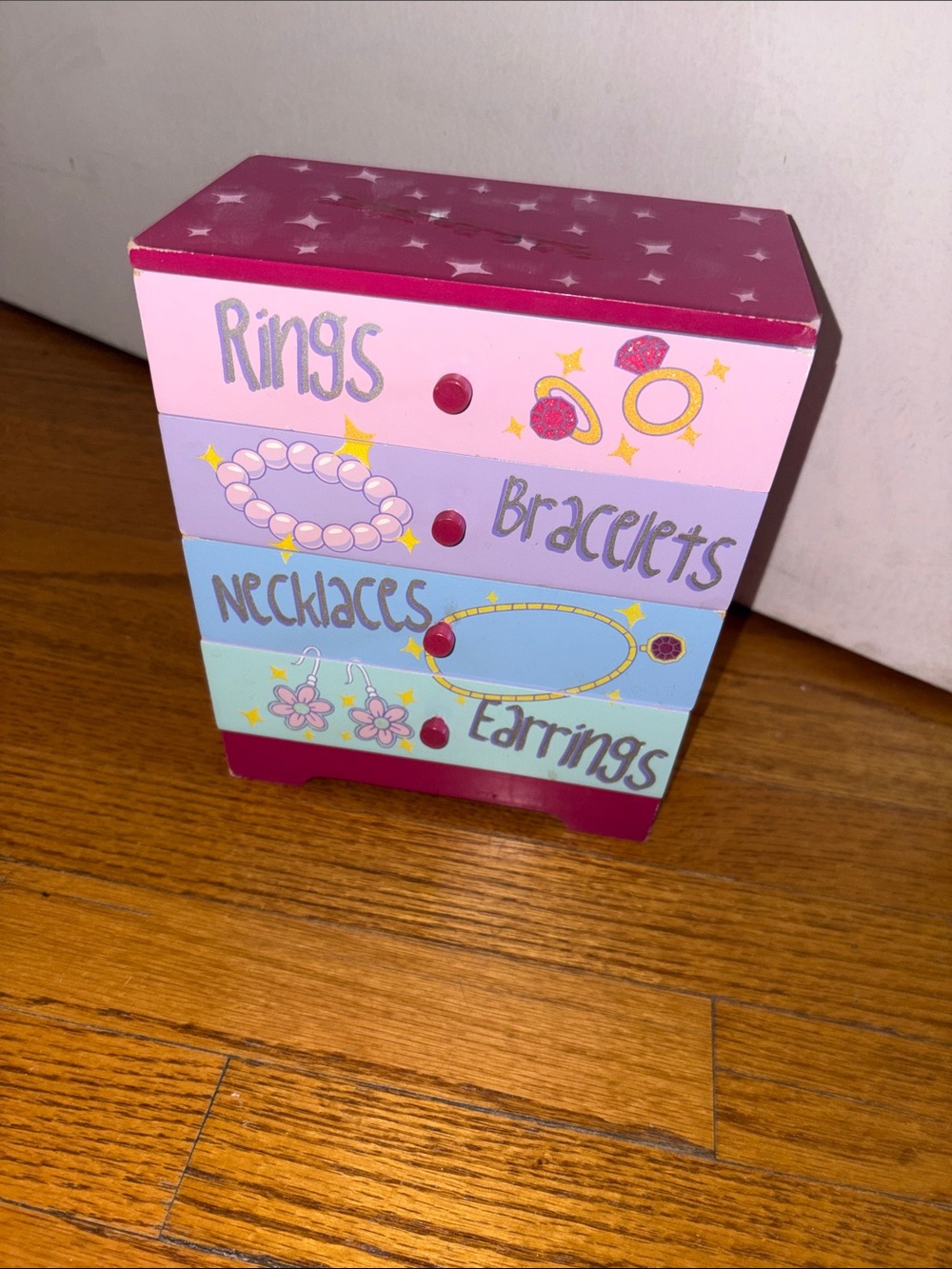 Pink & Pastel wood Jewelry Box